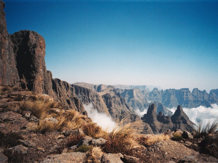 The Drakensberg mountain range between South Africa and Lesotho - home to many, source of ecotourism and important influence on the climate of the region.(© All Rights Reserved)
