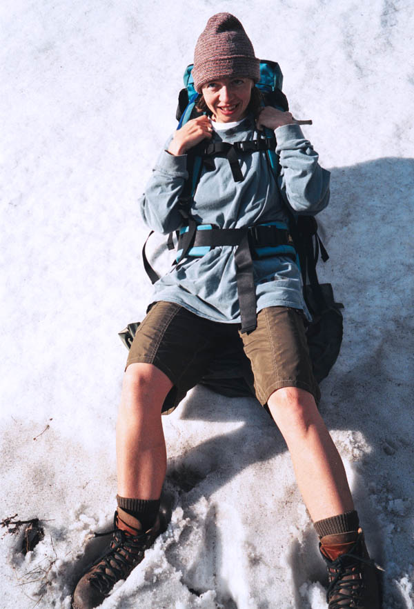 Having fun in the snow during a mountain hike. (© All Rights Reserved)